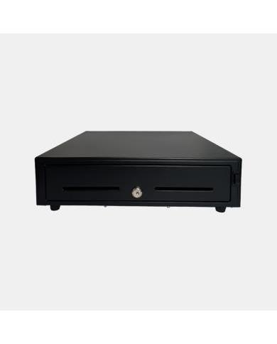 M41 HQ-B - Cajón portamonedas manual 41x41 cm, 5 billeteros, 8 monederos, 2 ranuras frontales, negro